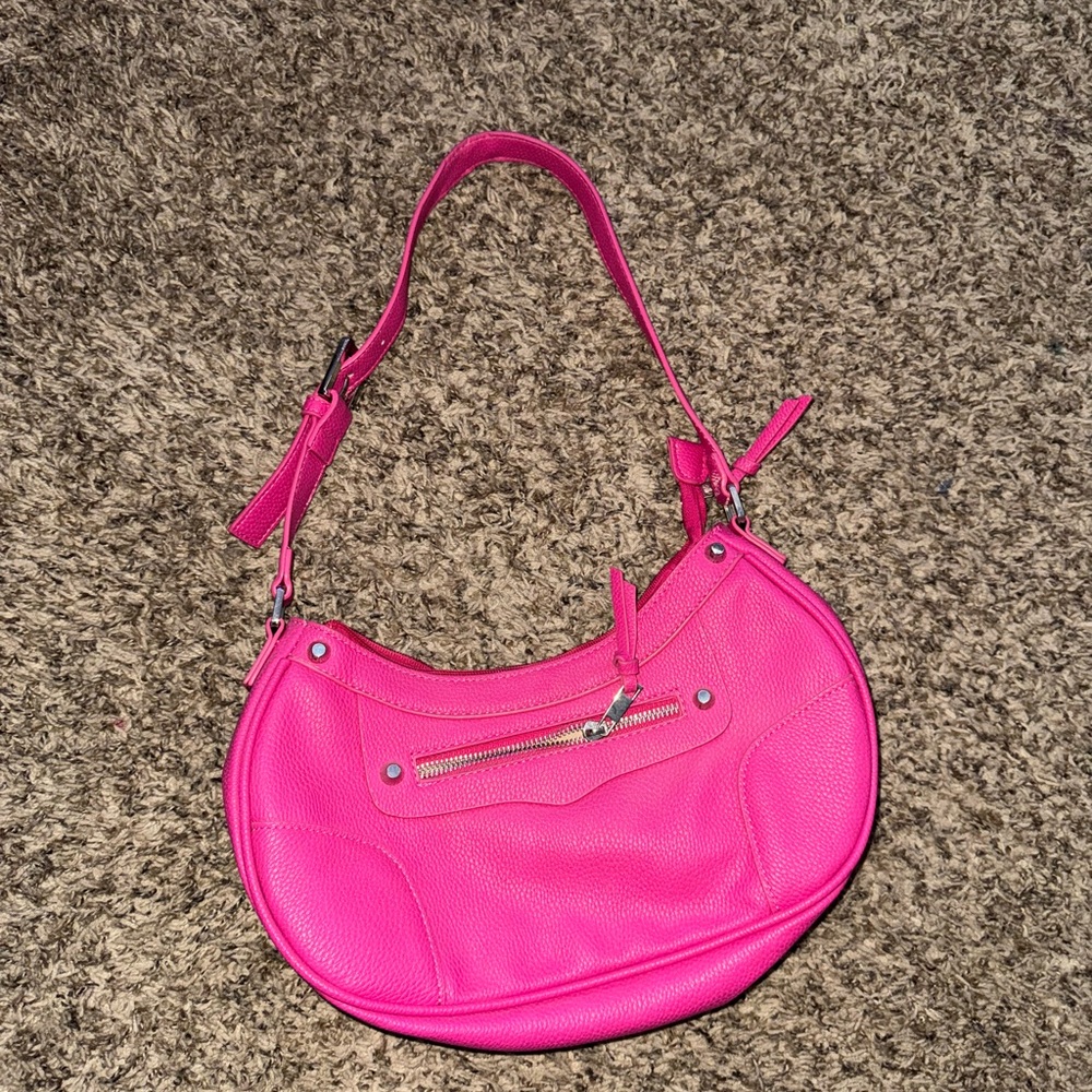 JustFab Pink Faux Leather Shoulder Bag